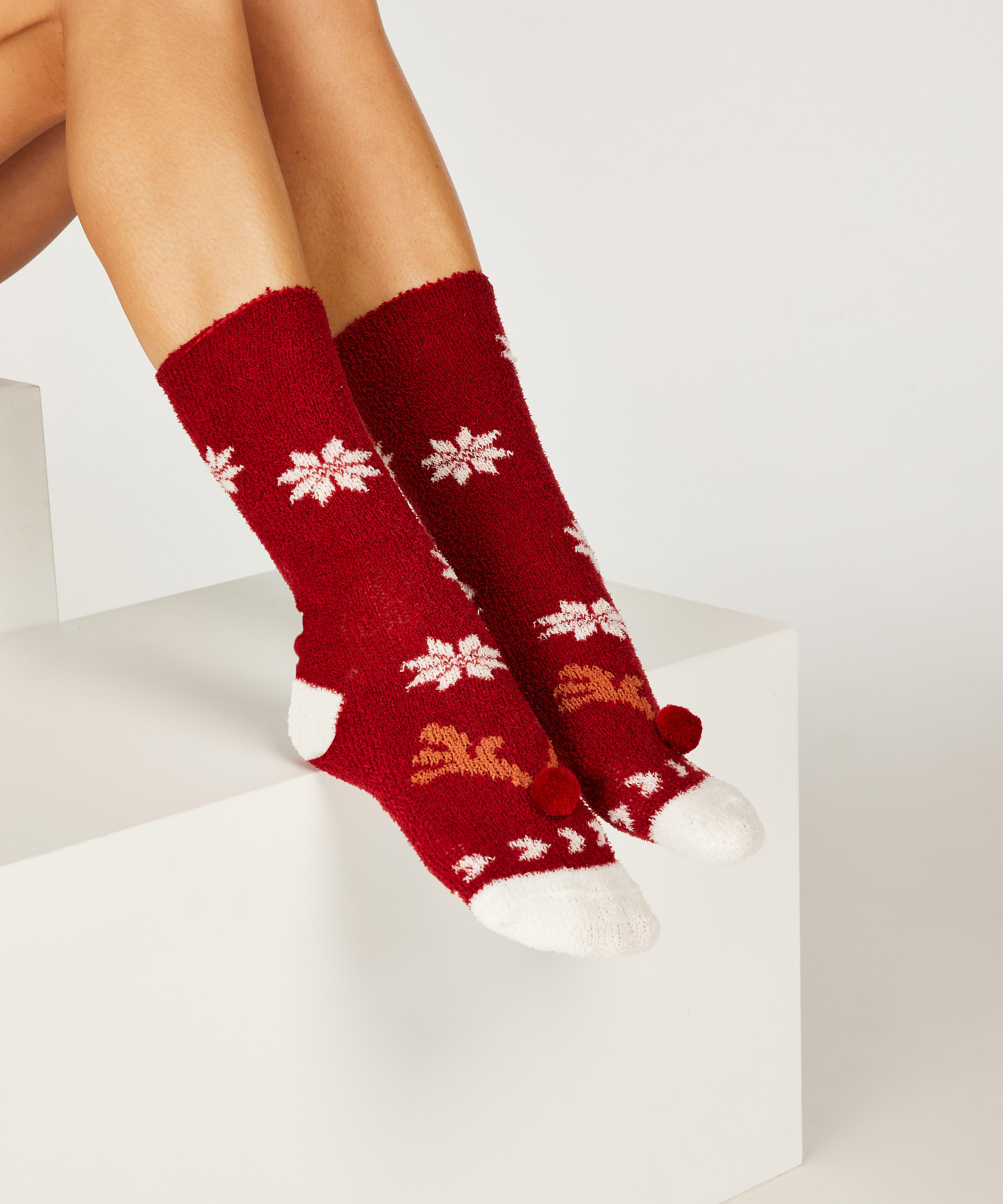 Chaussettes cosy Christmas, Rouge, main
