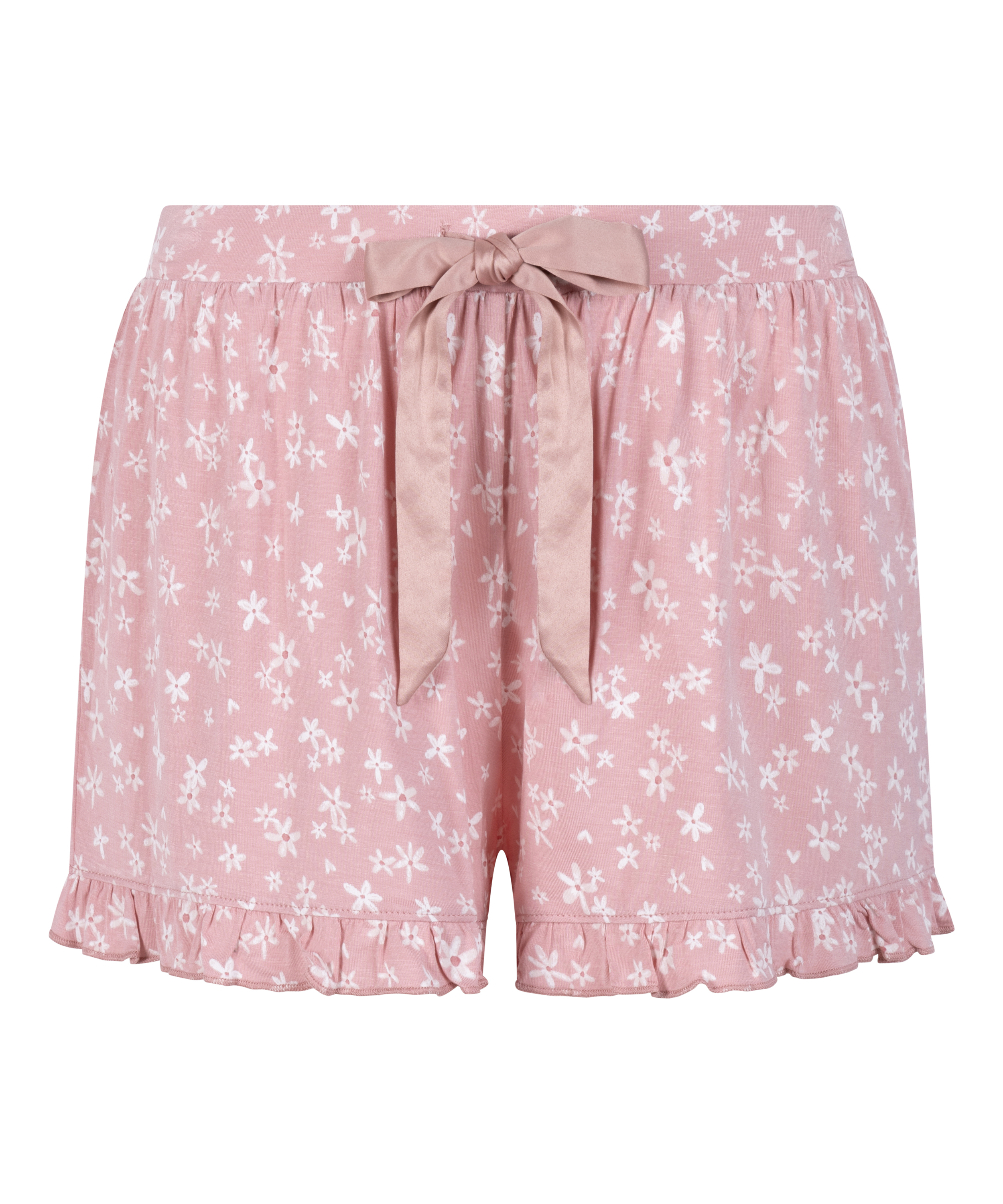 Jersey-Shorts mit Rüschen, Rose, main