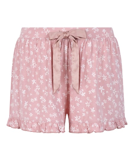 Jersey-Shorts mit Rüschen, Rose