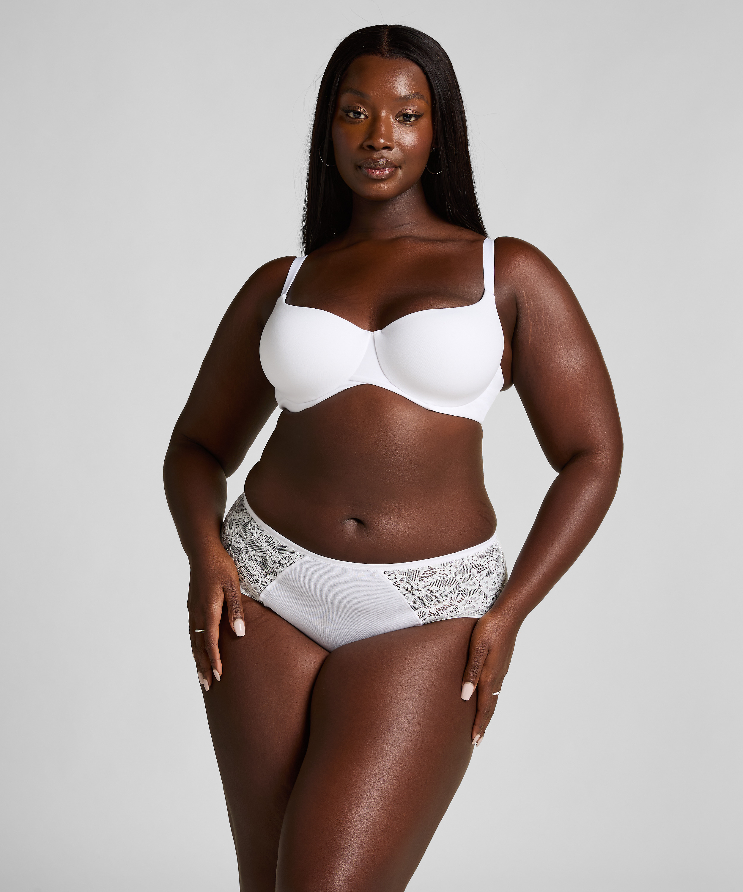 Superslip Midi aus Spitze, Weiß, main