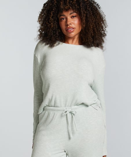 Langärmeliges Pyjamatop, Grün