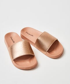 Slipper mit Schlangenmuster, Braun