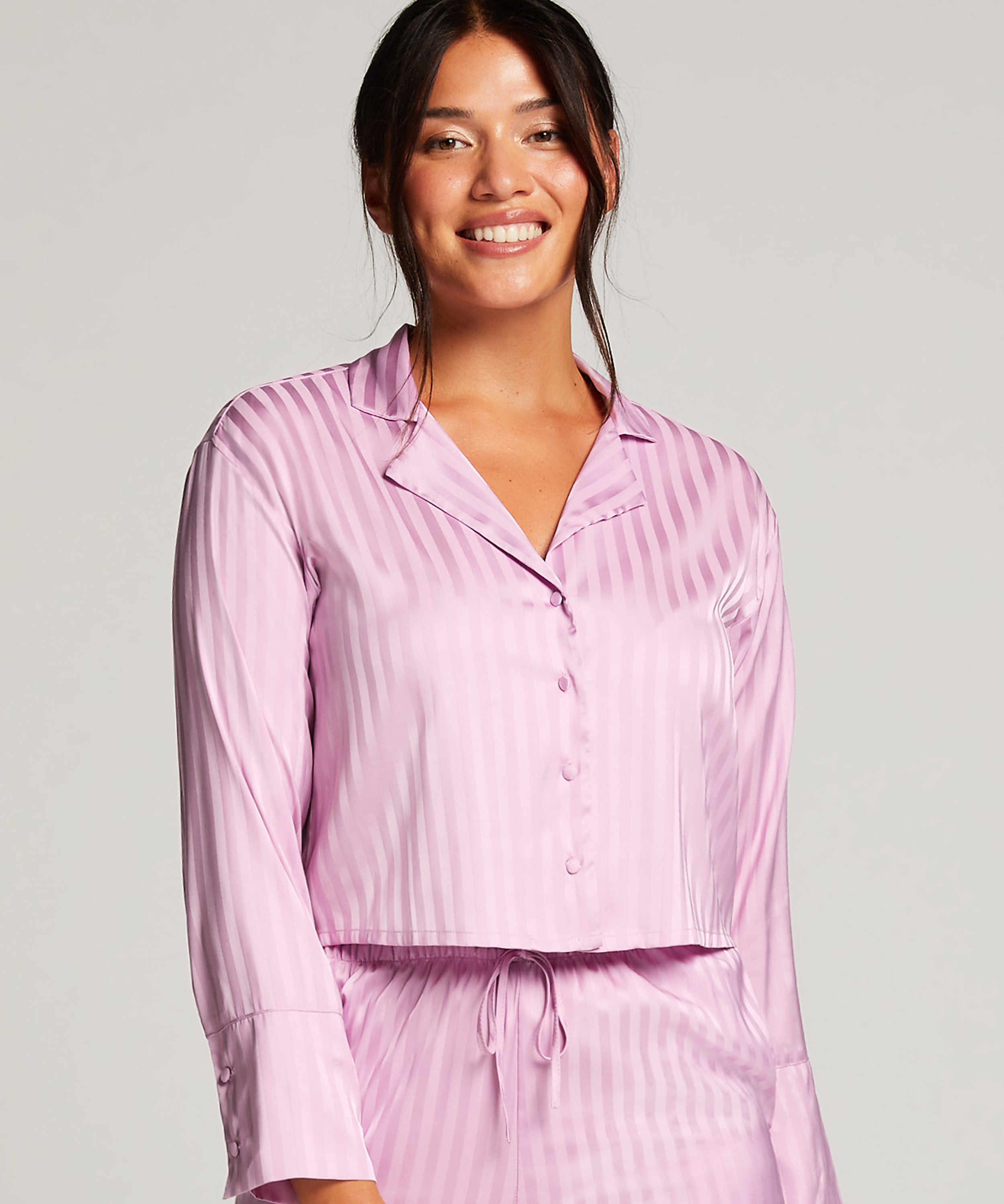 Langarmjacke Satin, Lila, main