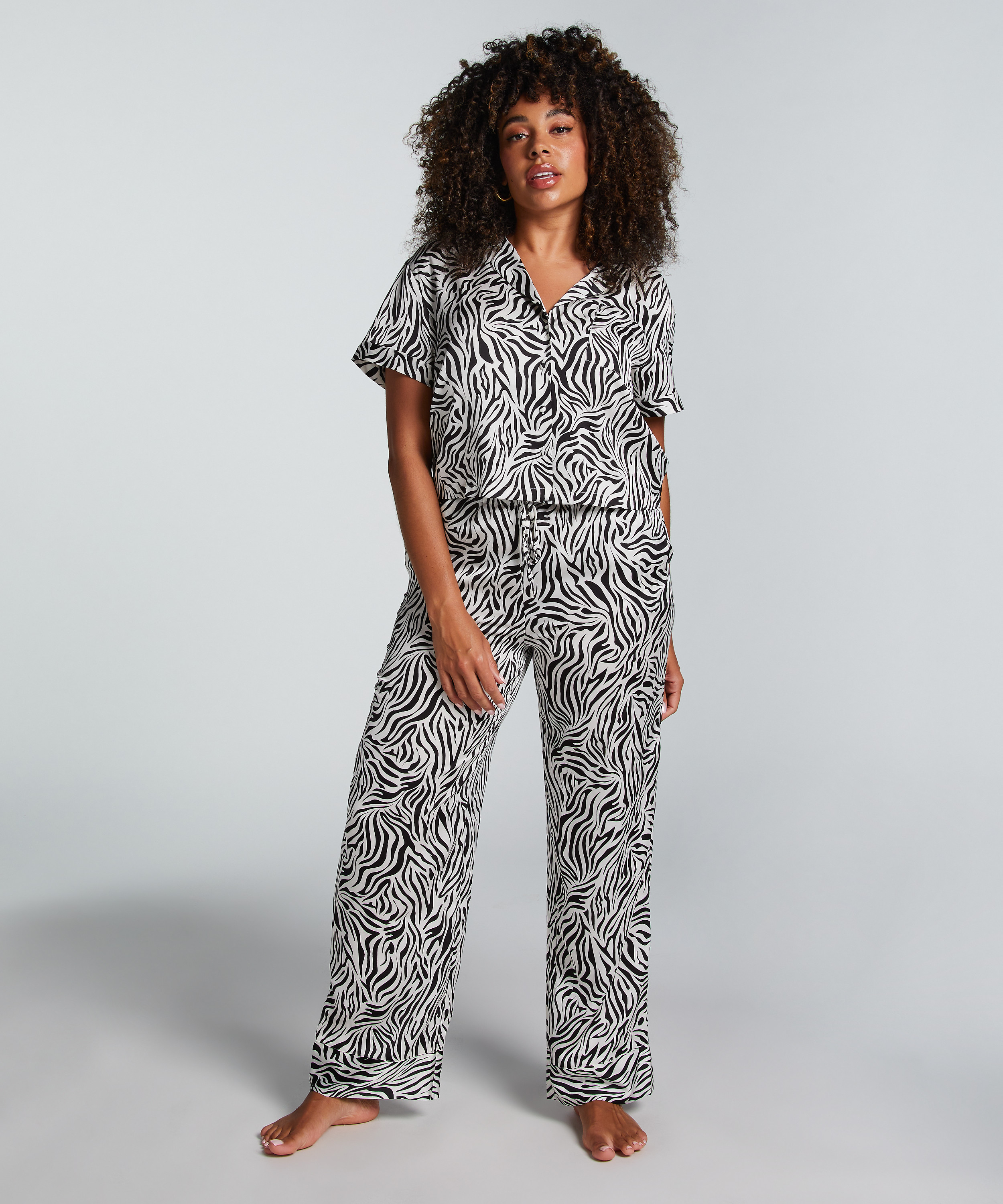 Pantalon Satin, Blanc, main