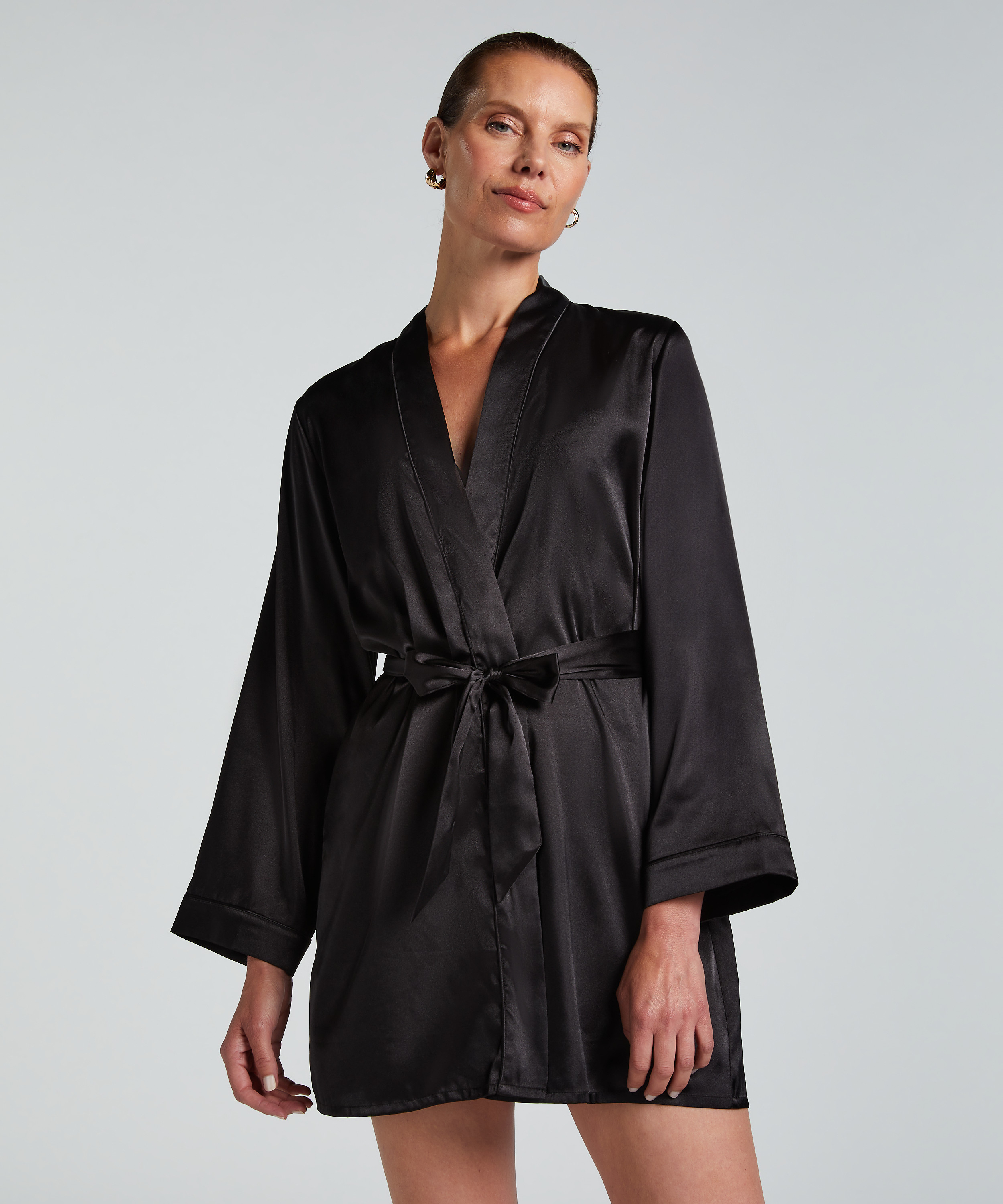 Kimono Satin, Schwarz, main