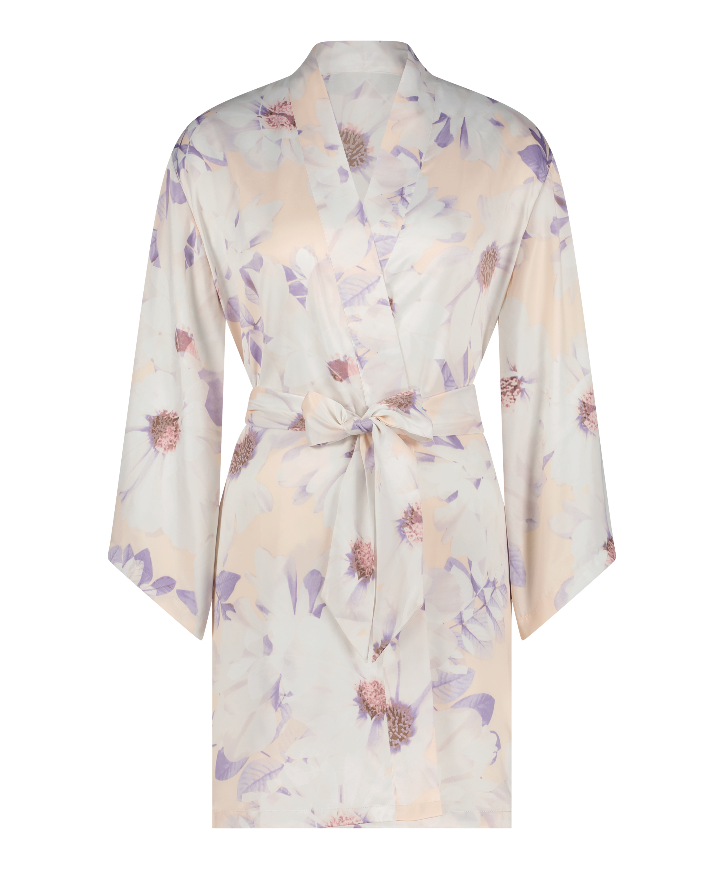 Kimono en satin, Rose, main