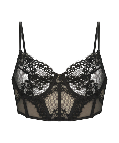 Soutien-gorge à armatures non-préformé longline Emily, Noir