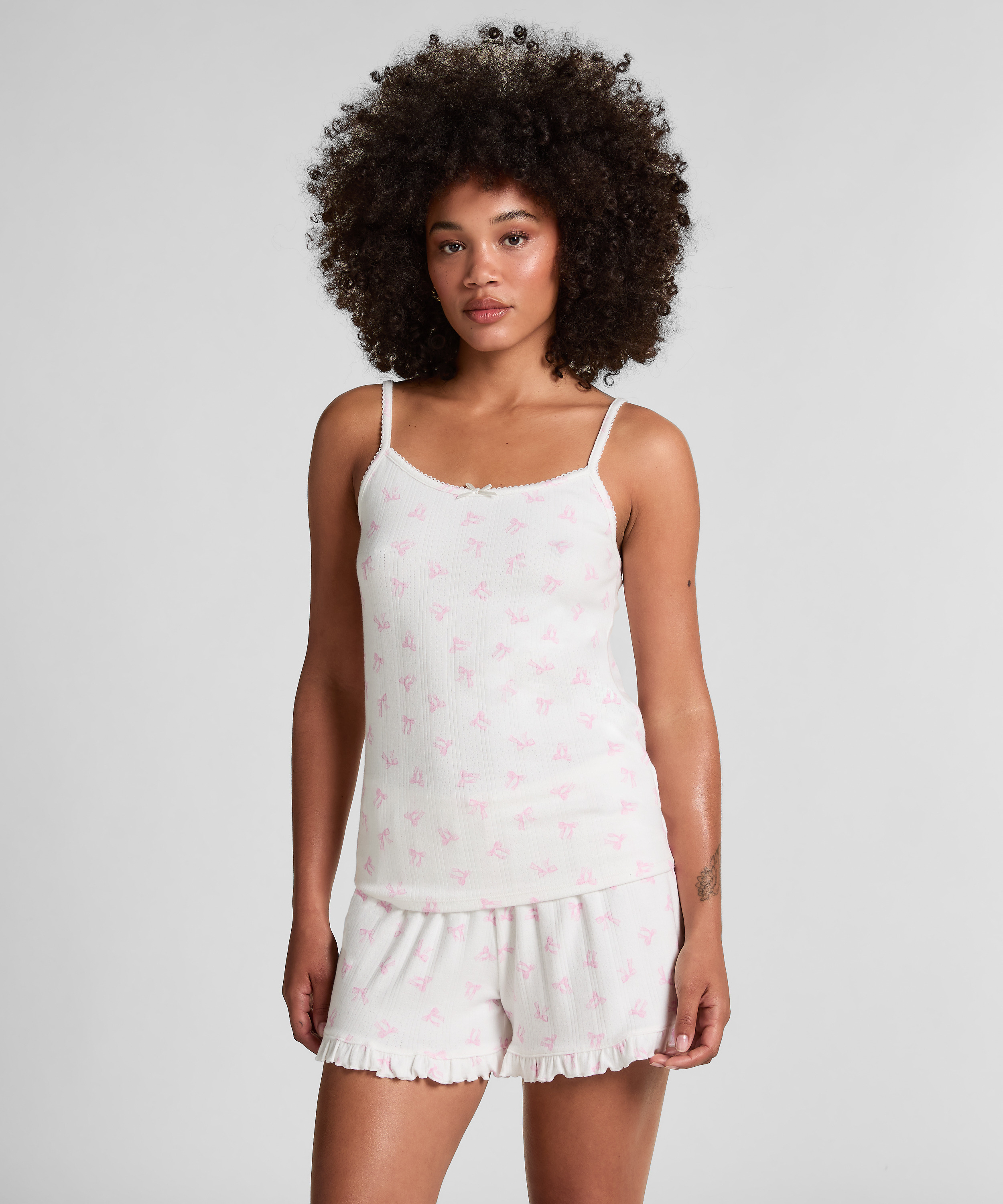 Caraco Pointelle, Blanc, main