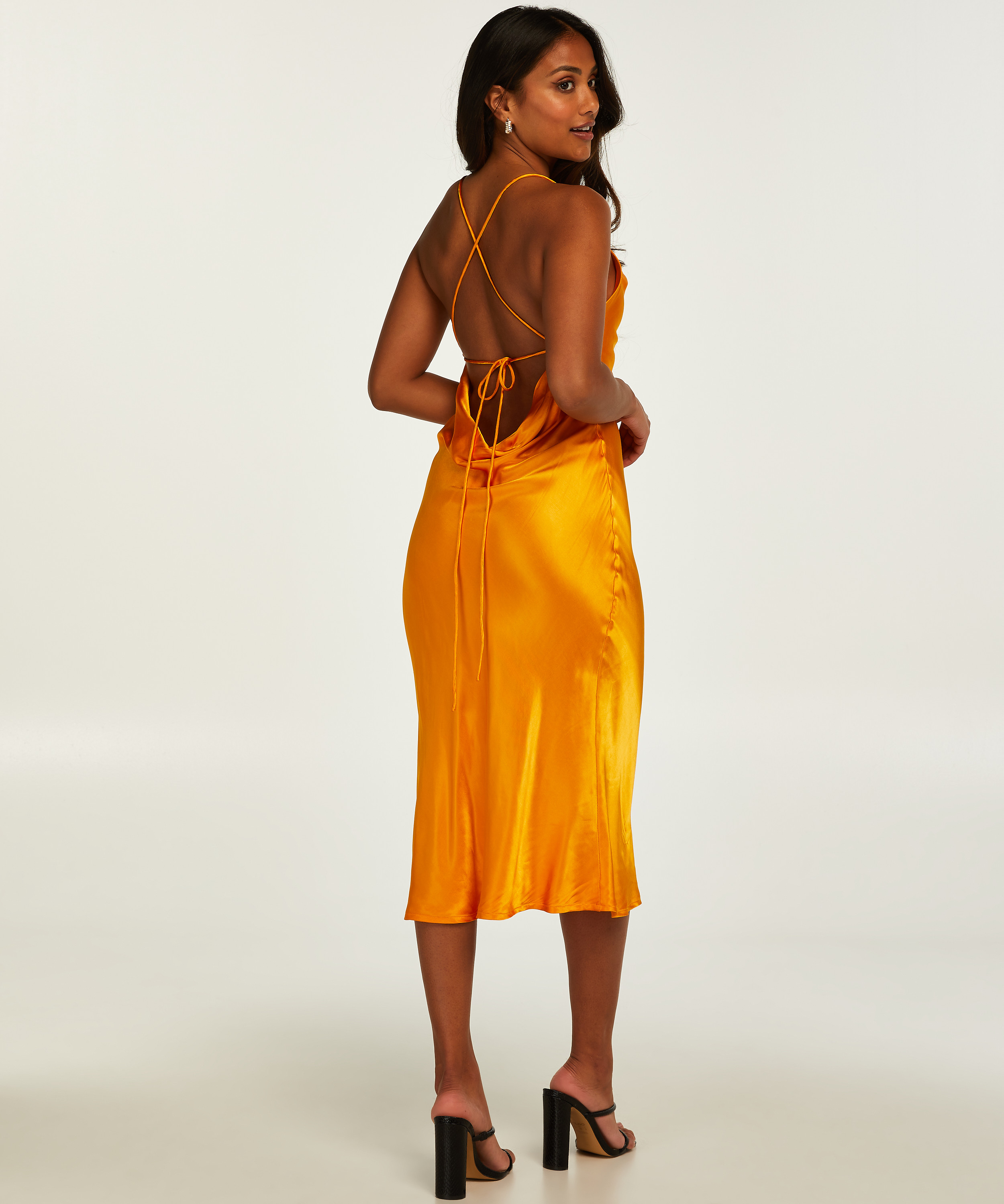 Robe midi Satin, Orange, main