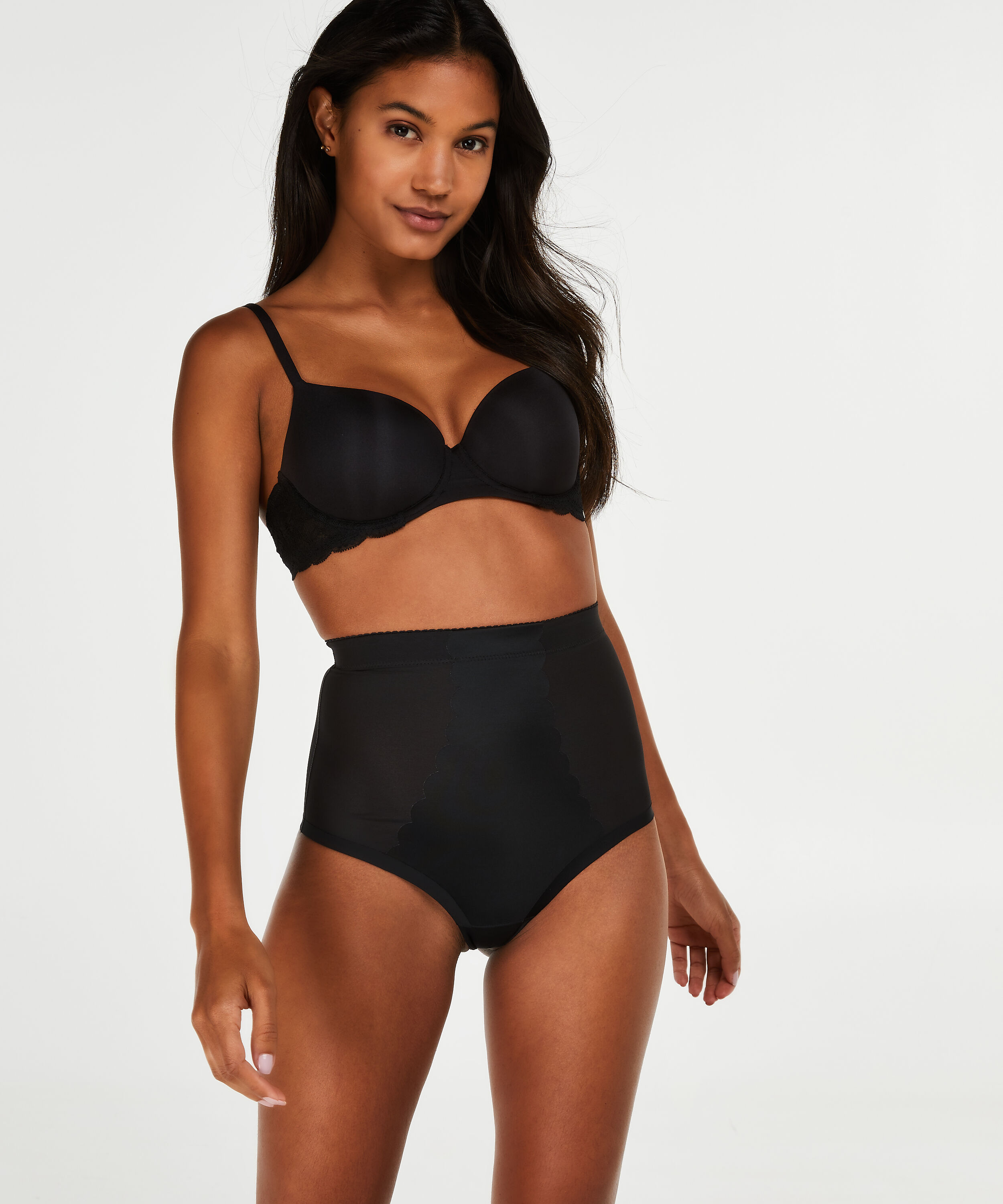 Formender Muscheltanga mit hoher Taille - Level 3, Schwarz