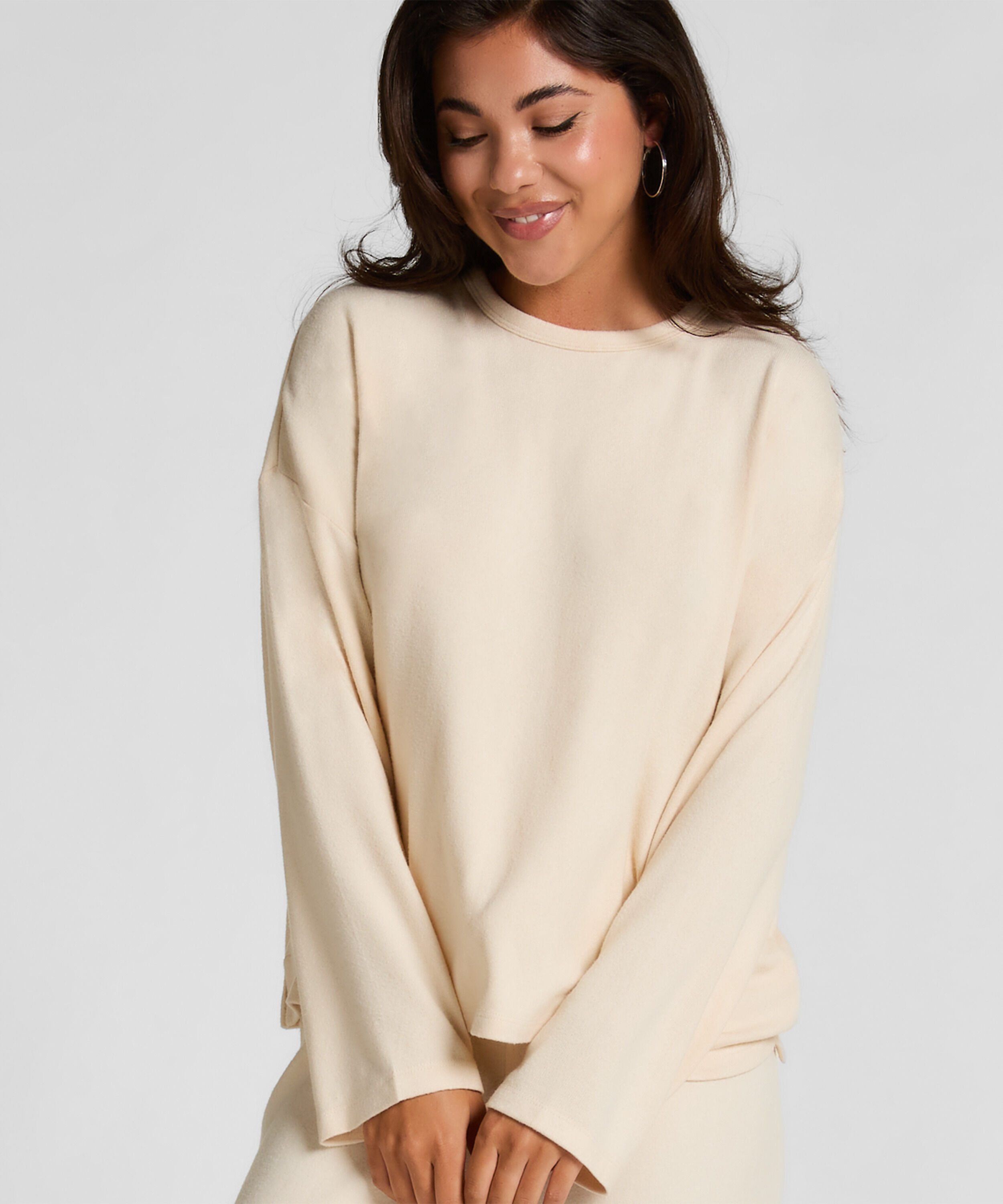 Langarm-Pyjamatop Jersey, Weiß