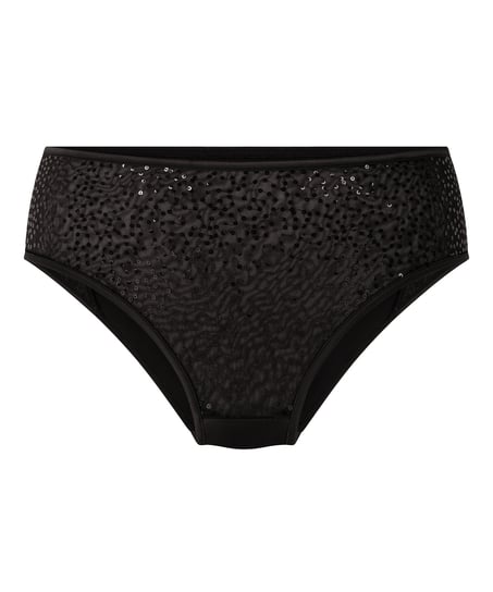 Culotte brésilienne jambe et taille haute Elle, Noir