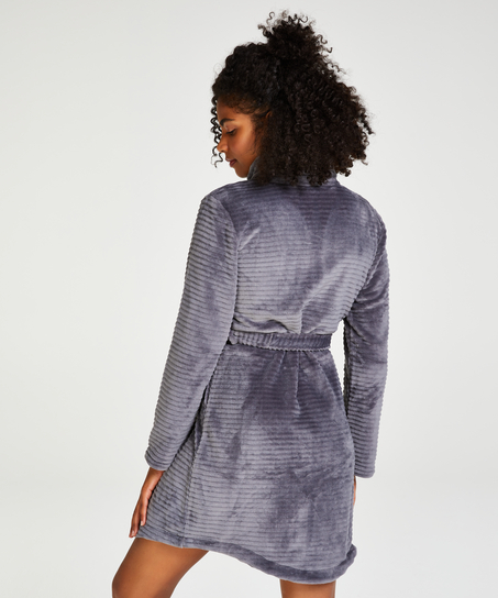 Bademantel Zip Fleece, Grau