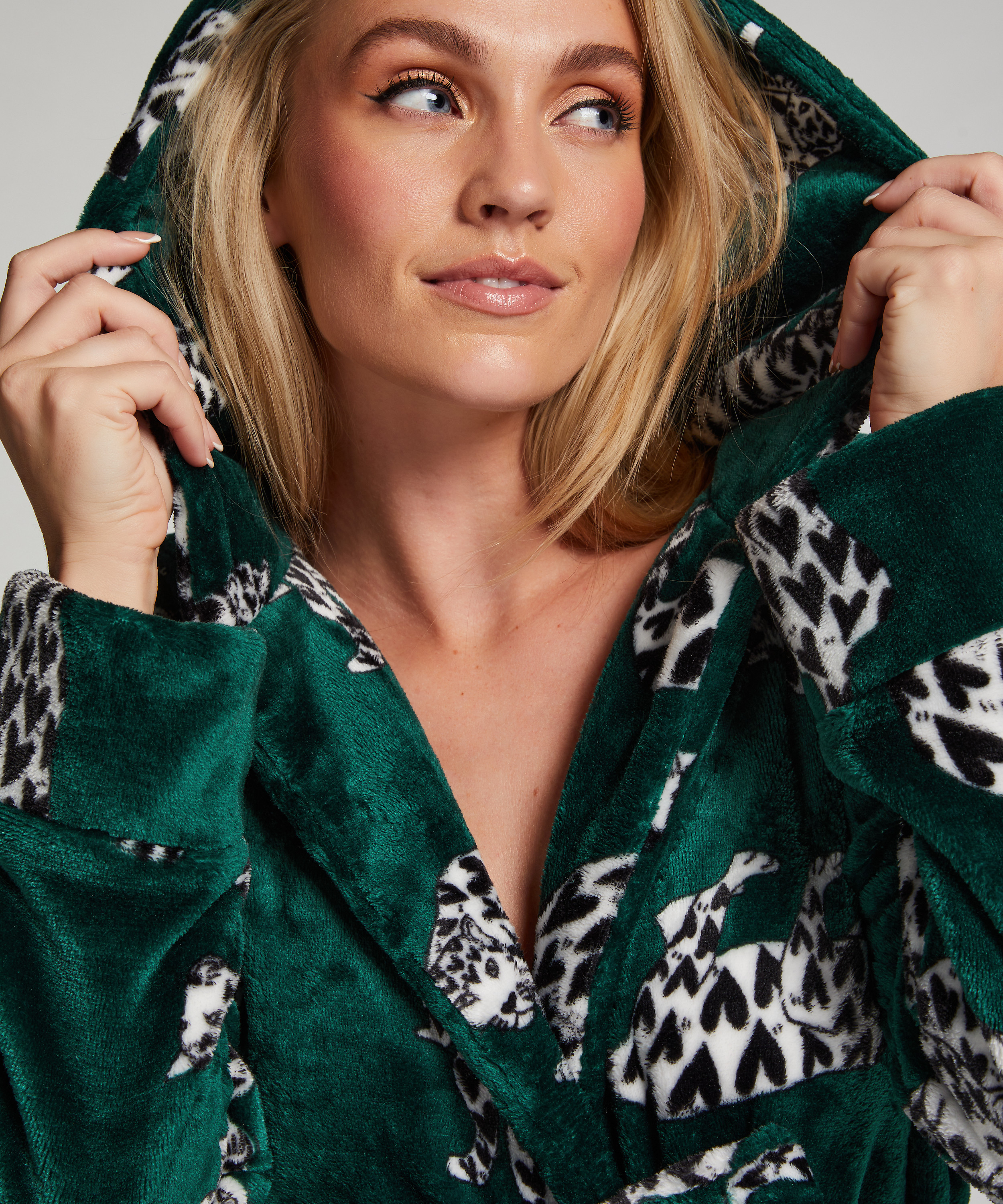 Fleece-Bademantel, Grün, main