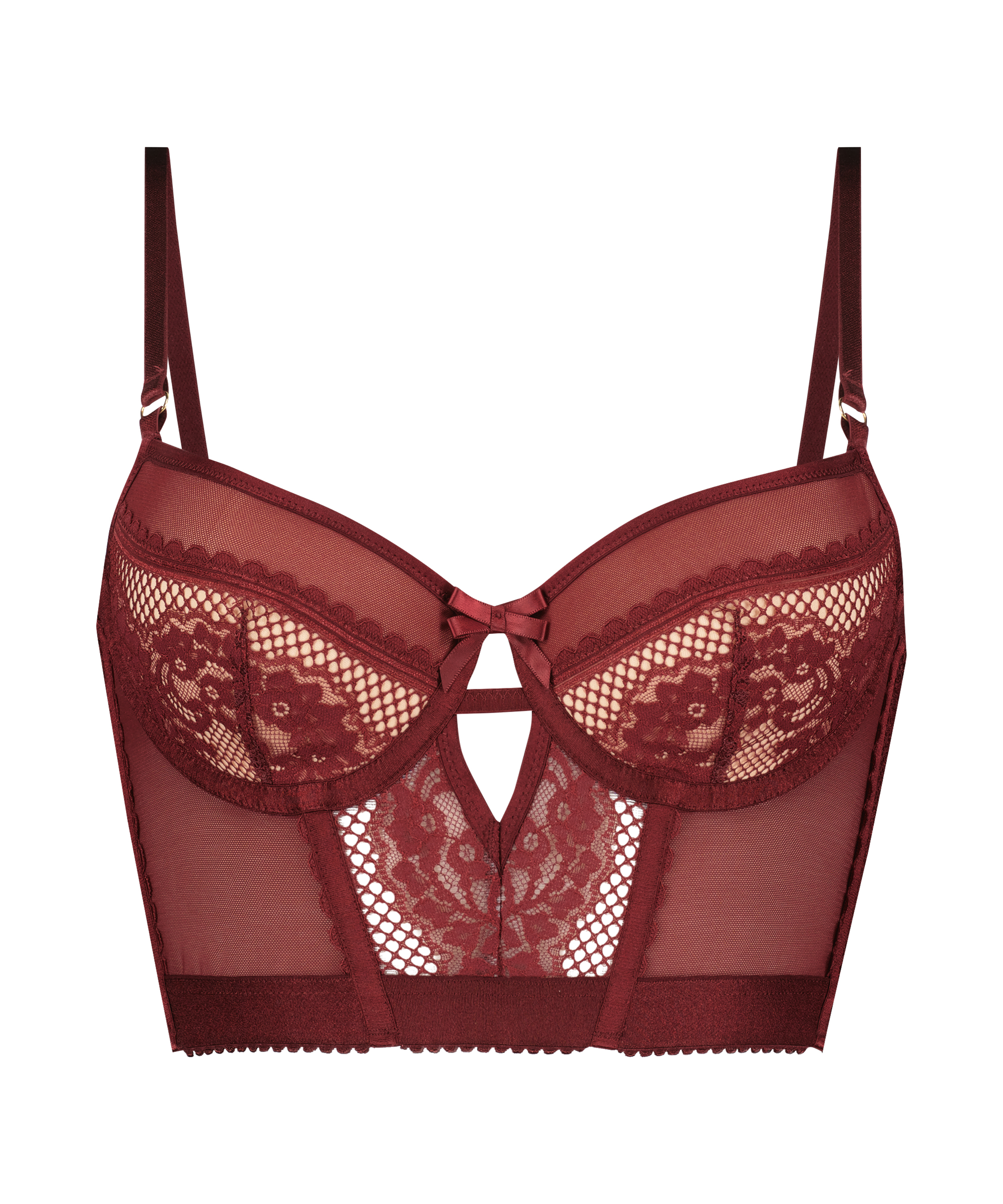 Soutien-gorge rembourr&eacute; &agrave; armatures longline Malika, Rouge, main