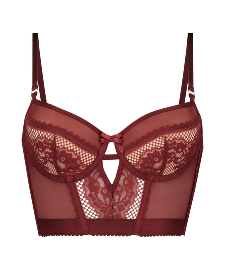 Soutien-gorge rembourr&eacute; &agrave; armatures longline Malika, Rouge