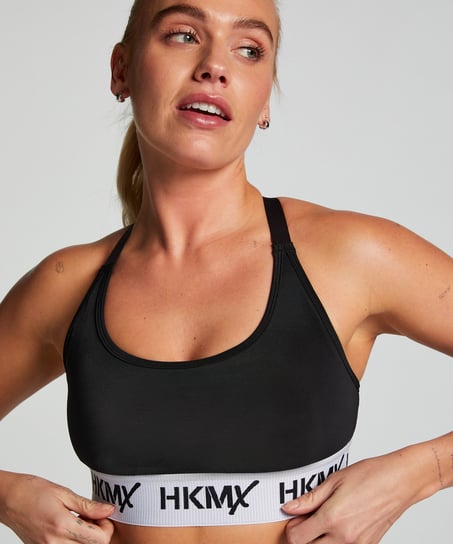HKMX Sport-BH The Crop Logo Level 1, Schwarz