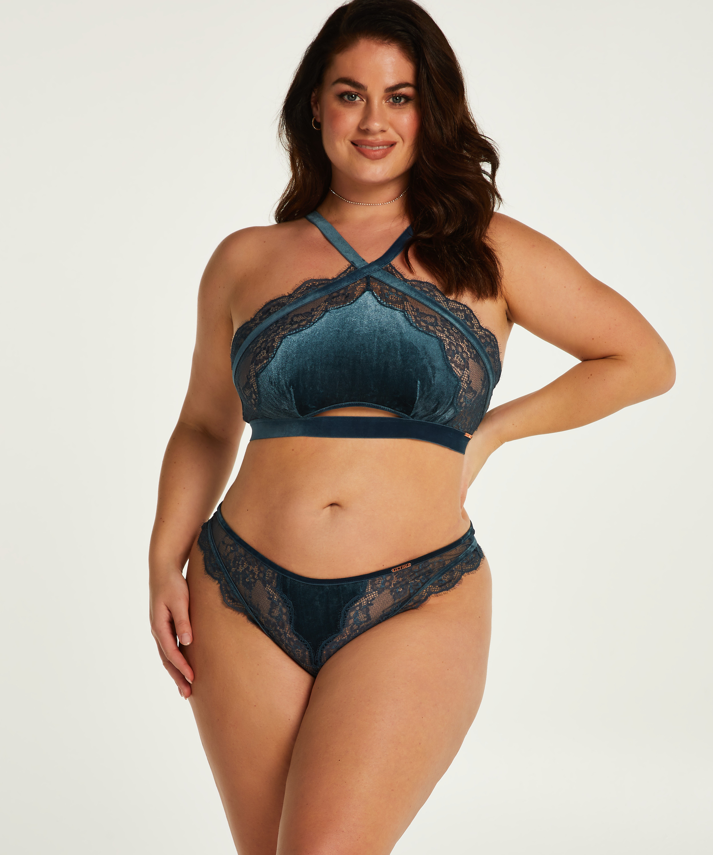String mit hohem Schnitt Janelle Curvy Lucy Hale, Blau, main