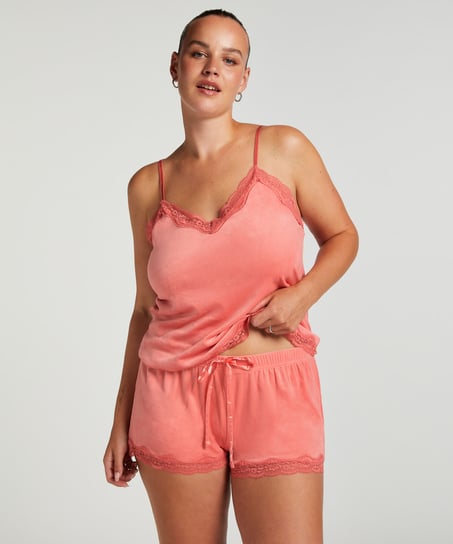Short velours dentelle, Rose