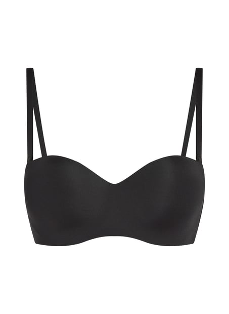 Gepolsterter trägerloser Push-Up BH mit Bügeln Smooth, Schwarz