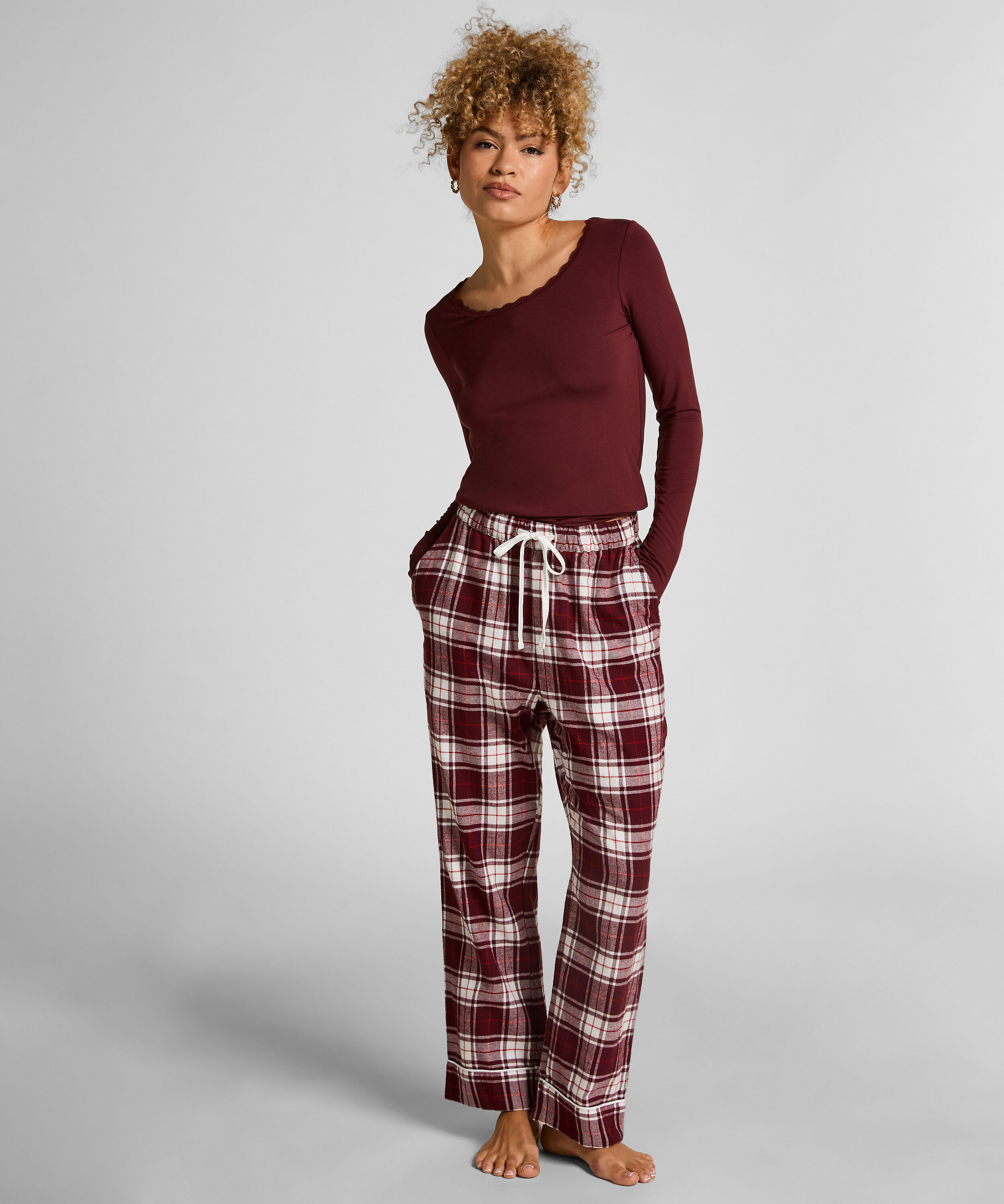 Pyjamahose aus Flanell, Lila
