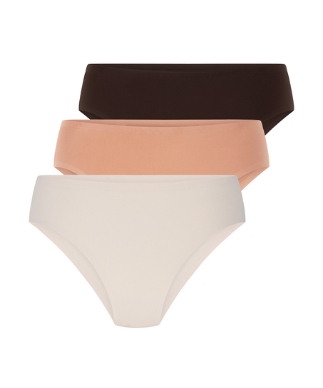 Lot de 3 slips brésiliens invisibles, marron