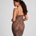 Leopard Mesh-Slipdress, Schwarz