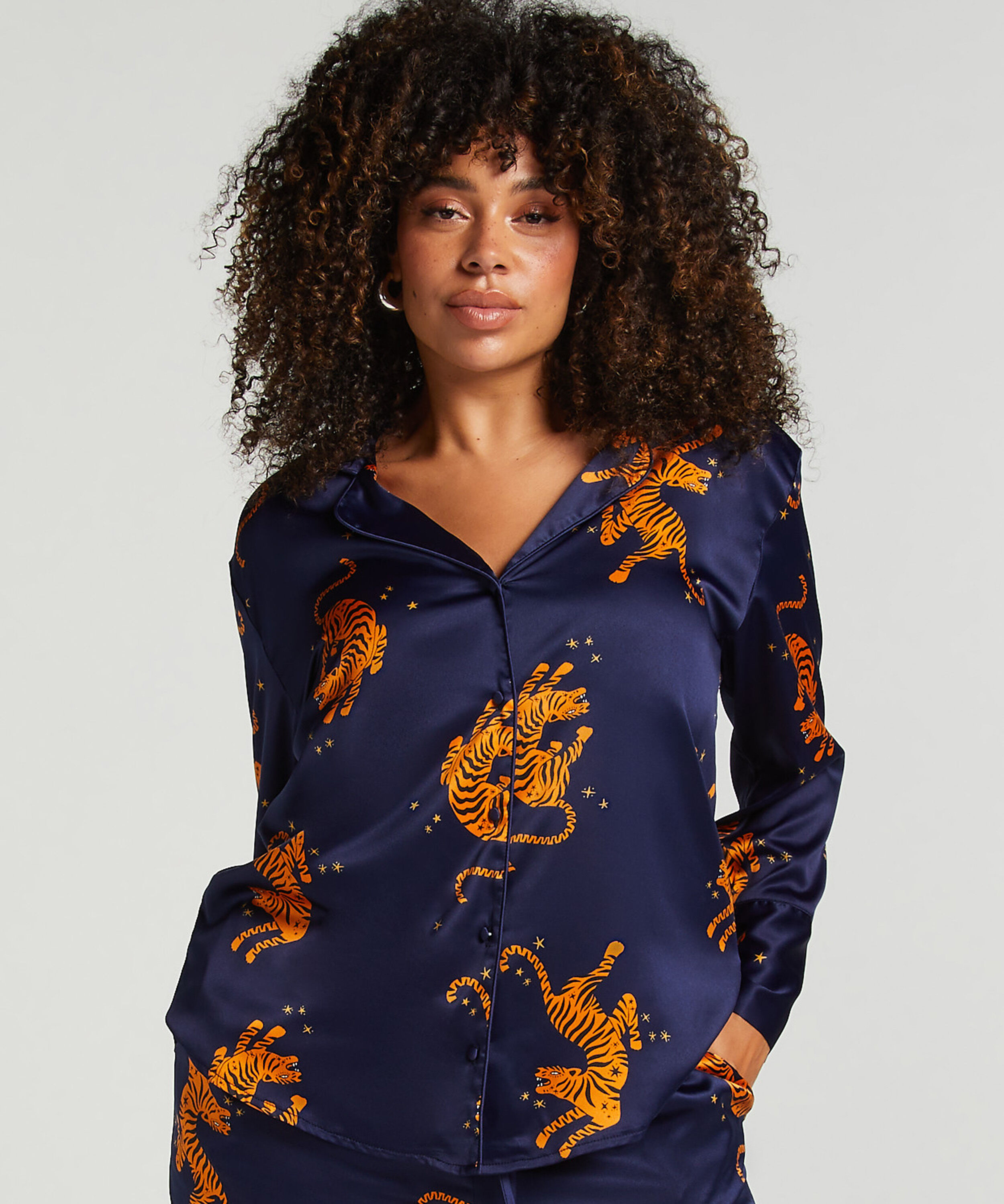 Langarmjacke Satin, Blau Langarmjacke Satin, Blau