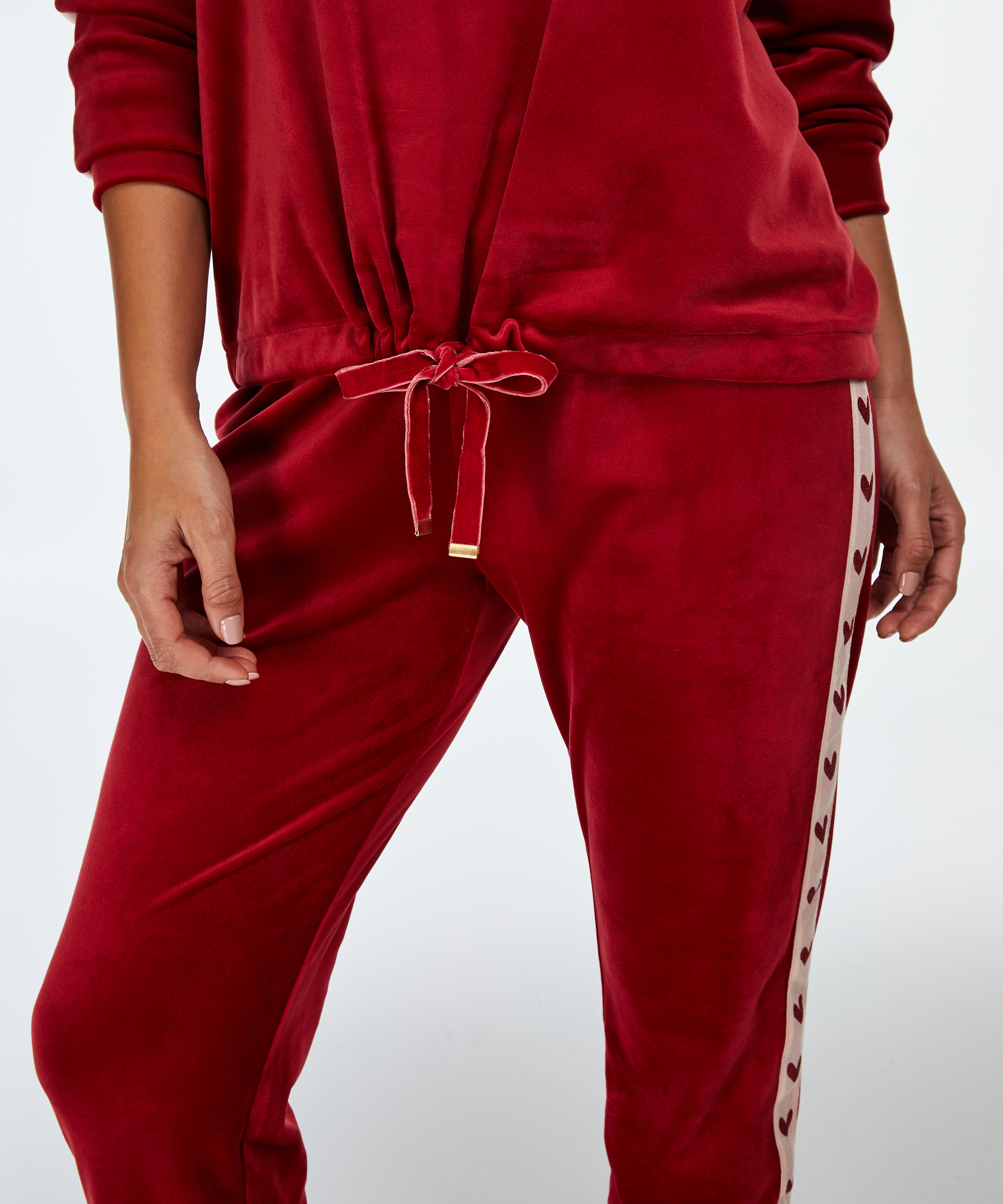 Top aus Velours mit Herzchen-Motiv, Rot, main