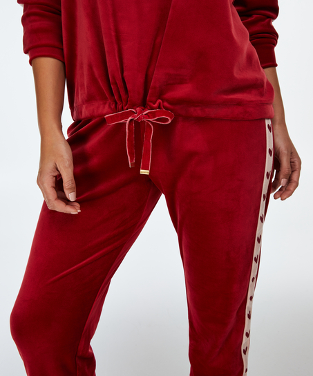 Top aus Velours mit Herzchen-Motiv, Rot