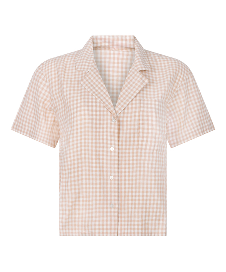 Veste en lin &agrave; carreaux, Blanc