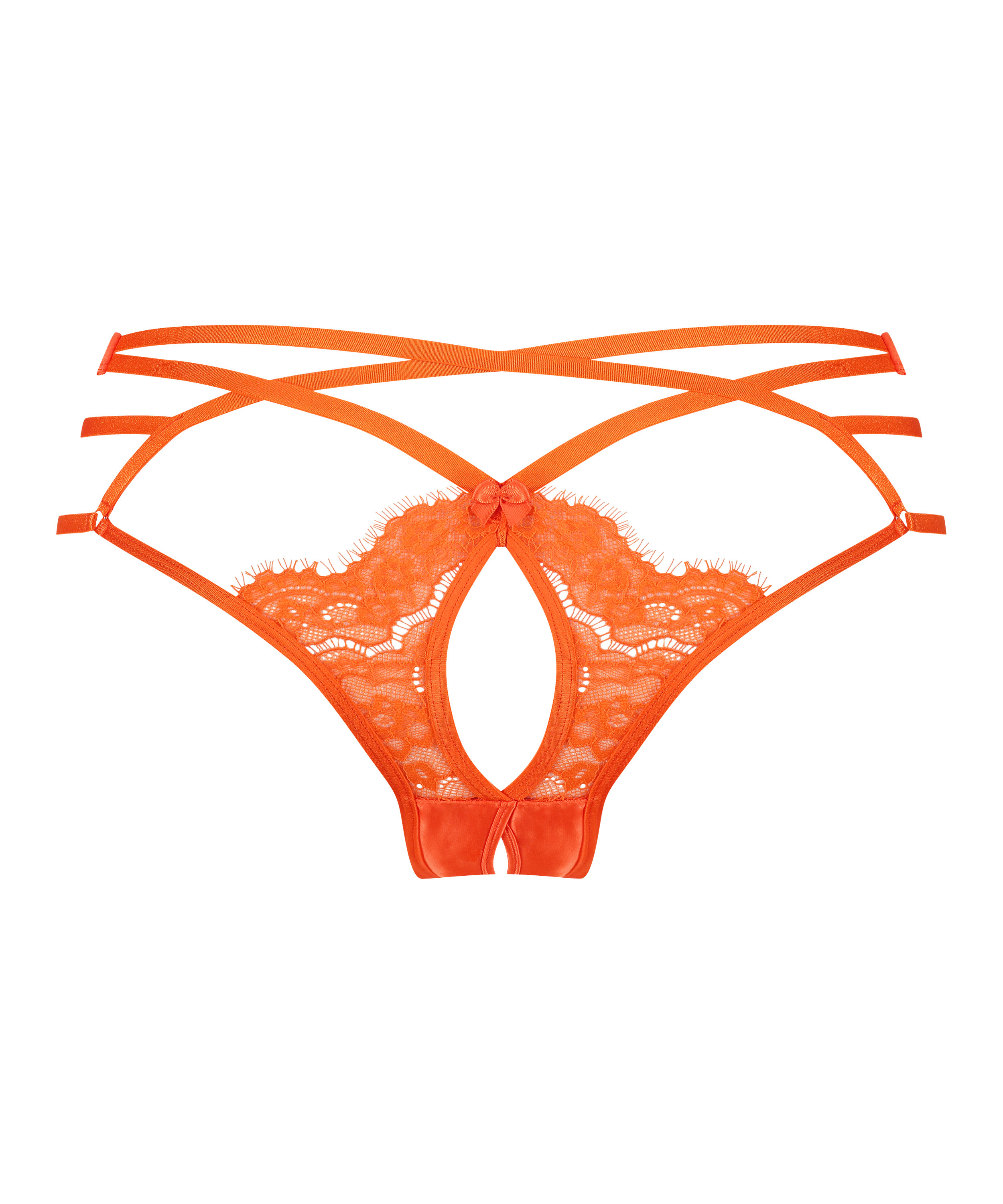 Slip br&eacute;silien ouvert taille haute Mitzy, Orange, main
