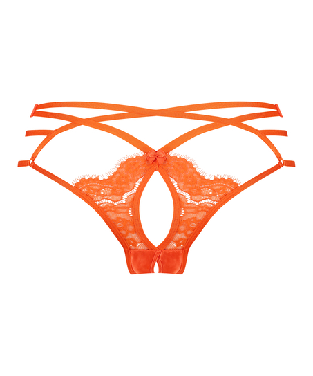 Slip br&eacute;silien ouvert taille haute Mitzy, Orange
