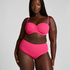 Bas de bikini Rio taille haute festonn&eacute;, Rose