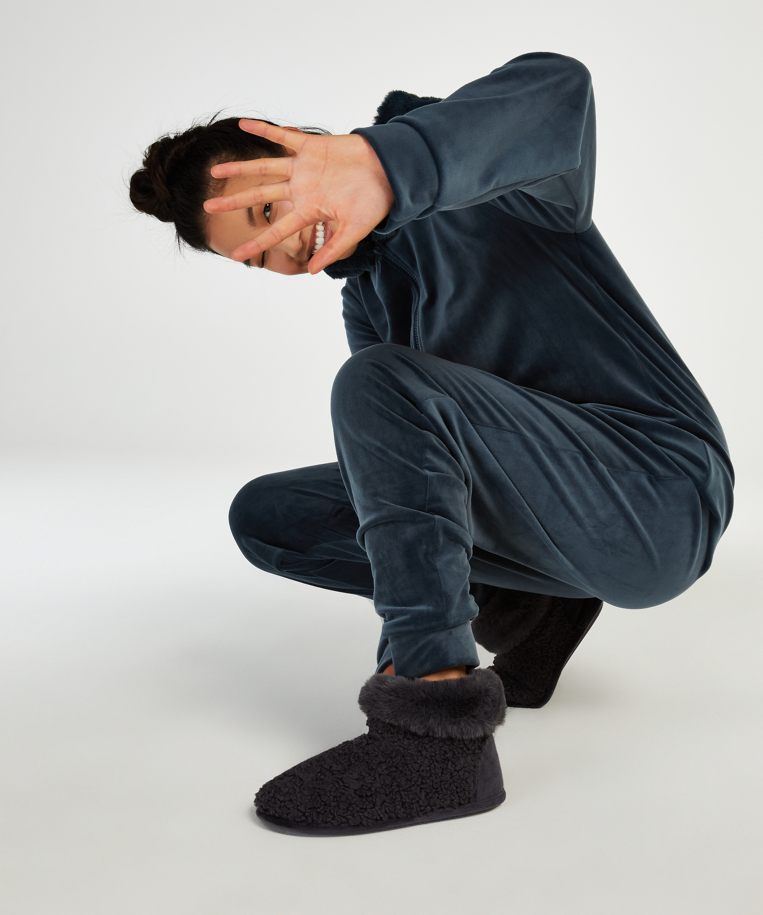 Hausschuhe Teddy, Grau, main