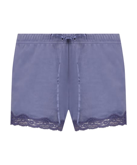 Shorts aus Velours mit Spitze, Lila