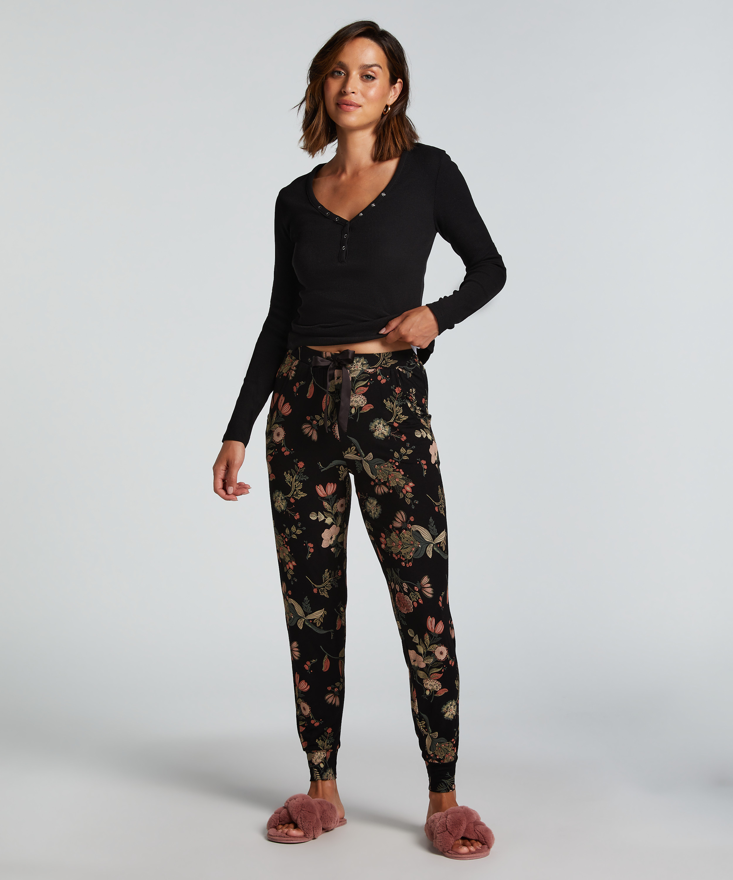Pantalon de pyjama Jersey, Noir, main