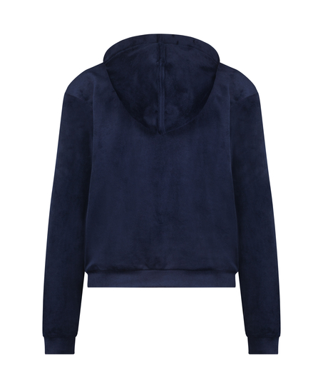 Hoodie Jacke Velours, Blau