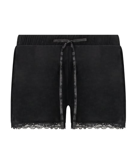 Shorts Velours Lace, Schwarz