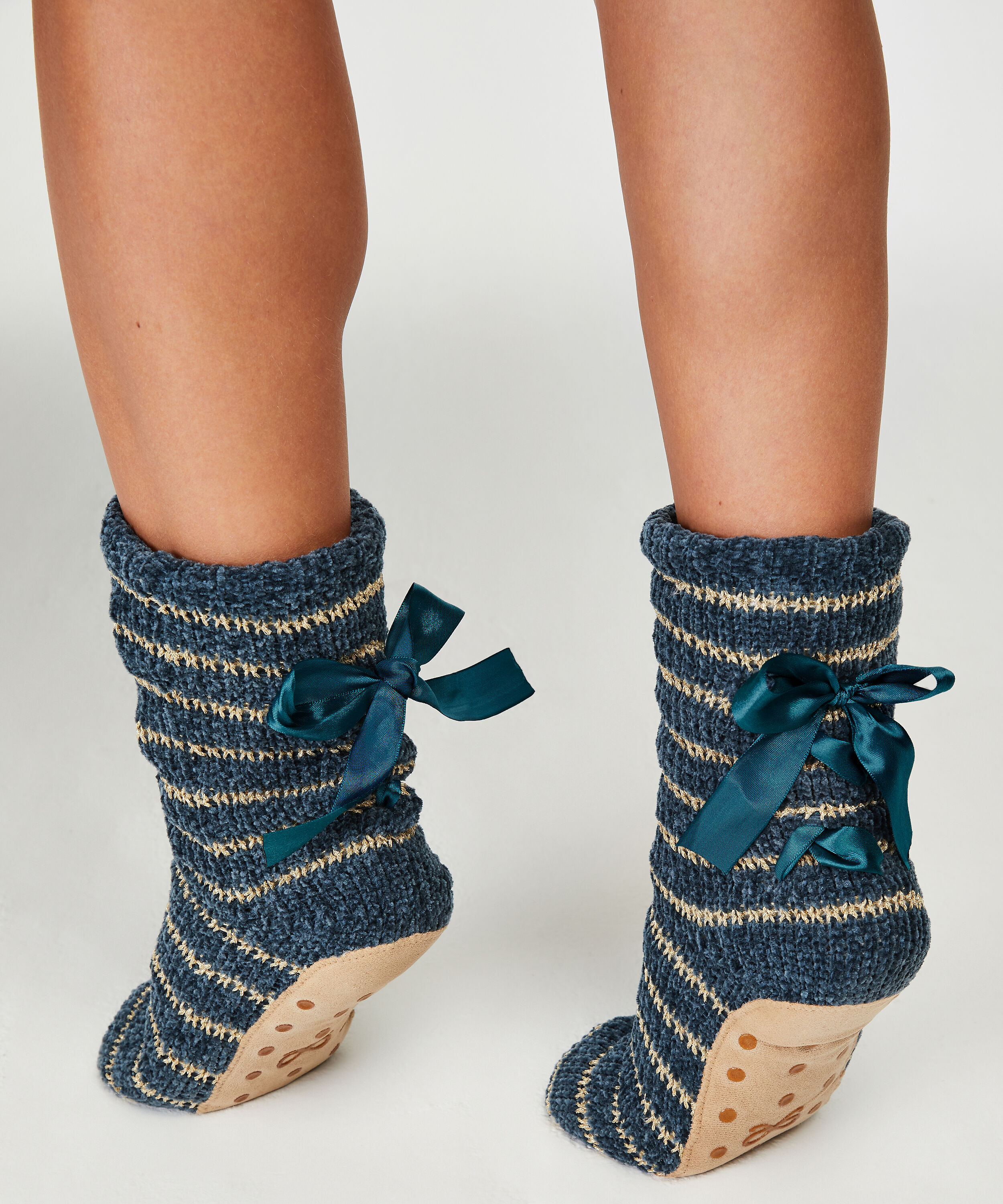 Hausschuh-Socken Lace-up, Blau