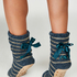 Hausschuh-Socken Lace-up, Blau