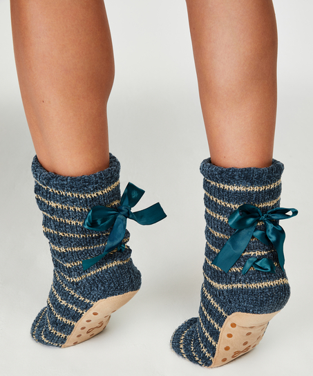 Hausschuh-Socken Lace-up, Blau