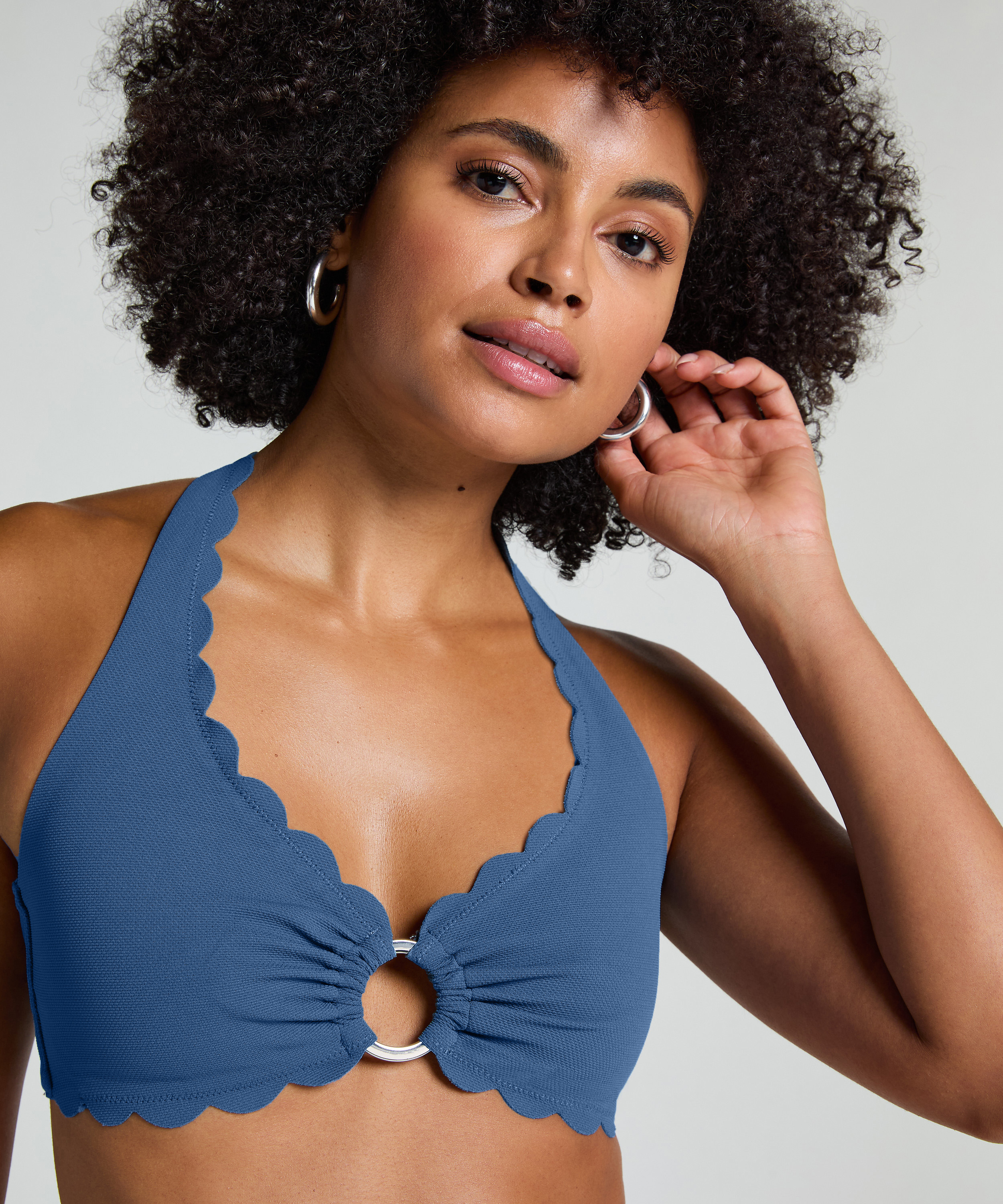 Scallop Bikini-Trägertop, Blau, main