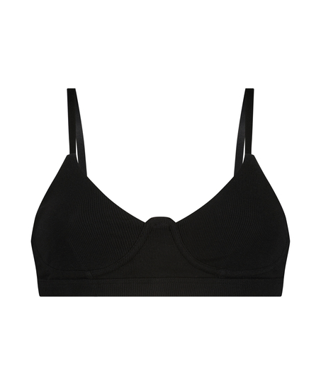 Bralette Rib Baddie, Schwarz