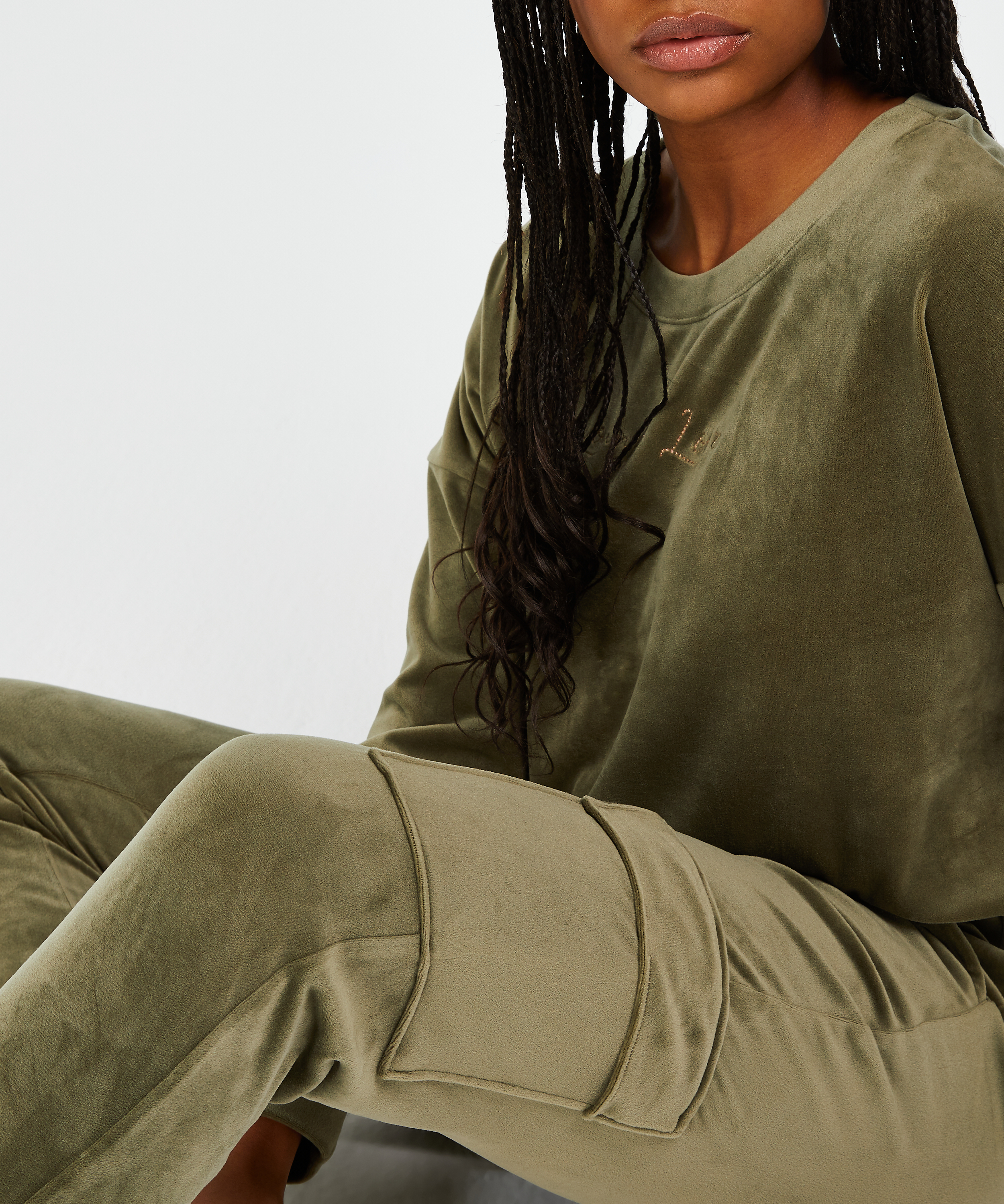 Pantalon de jogging Velours Cargo, Vert, main