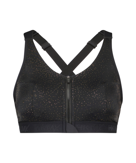 ﻿Soutien-gorge de sport HKMX The Pro Level 3 Or Pailleté, Noir