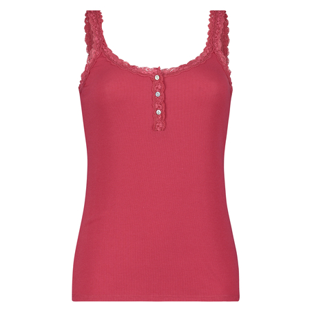 Singlet top cami rib lace, Rot