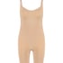 Nahtlos betonender Bodysuit mit hohem Beinausschnitt, Beige