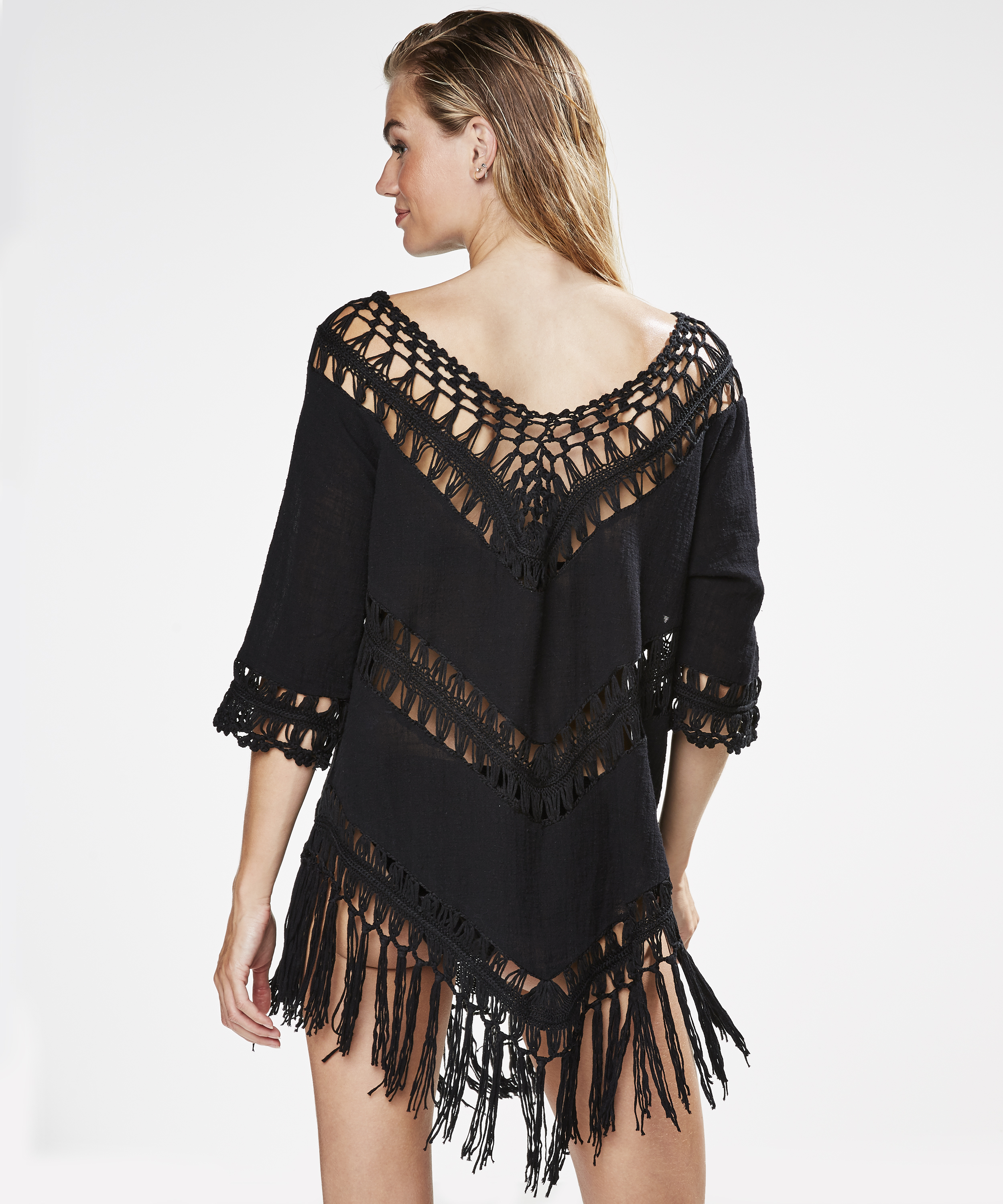 Fringe Tunika, Schwarz, main