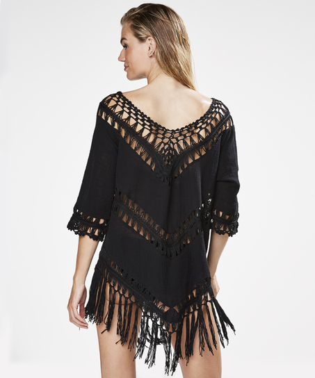Fringe Tunika, Schwarz